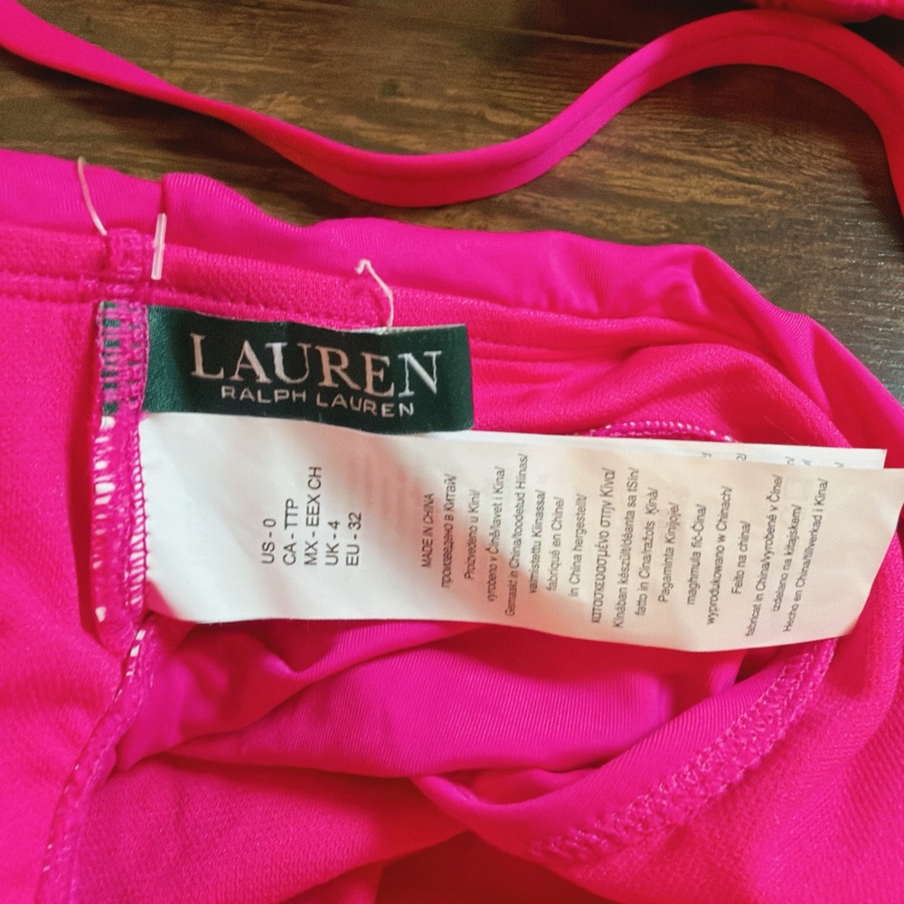 Ralph Lauren NWT Size 0 Hot Pink Bikini Set Halter Tie Two-Piece Beach Vacation - Picture 6 of 10